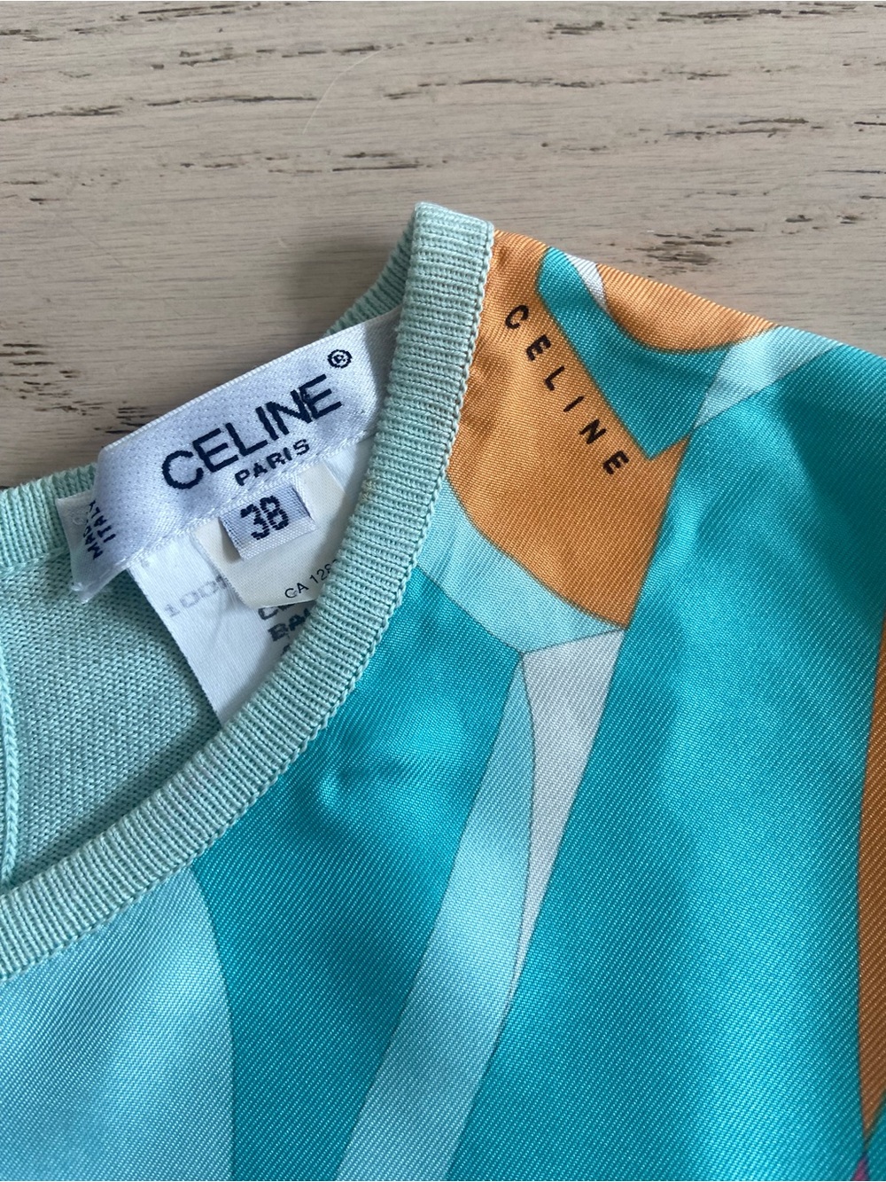 CELINE Paris Vintage 80s Abstract Geometric Print Top Size US2 / IT38 - Picture 4 of 10